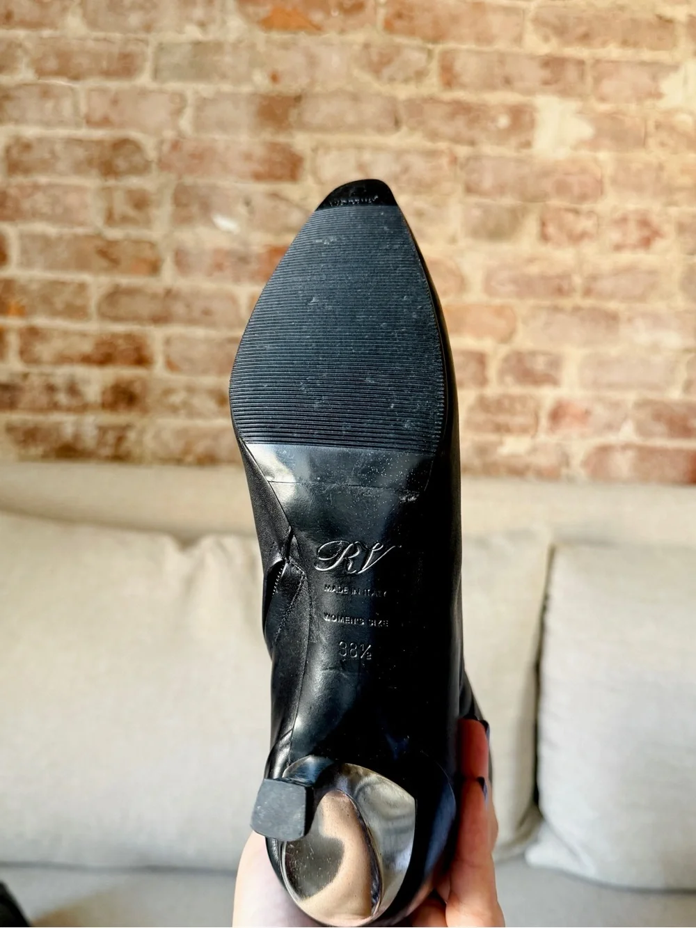 RV Roger Vivier Women’s Black Leather Knee High Stiletto Zip Boots EU 38.5